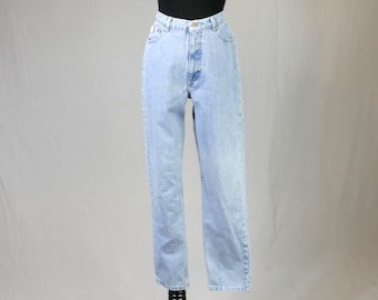 90s Field Gear Jeans - 27" waist - Light Blue Cotton Denim Pants - Relaxed Fit, Tapered Leg - Vintage 1990s - 29" inseam