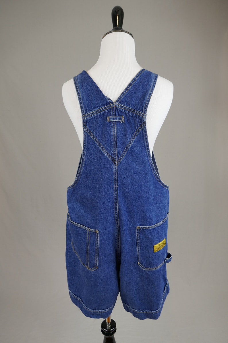 90s Tweety from Looney Tunes Shorts Overalls Embroidered Blue Cotton Jean Bib Shortalls Vintage 1990s XL Plus Size image 6