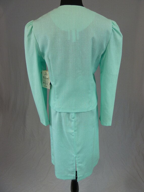 80s Deadstock Skirt Suit - Light Minty Blue - Puf… - image 4