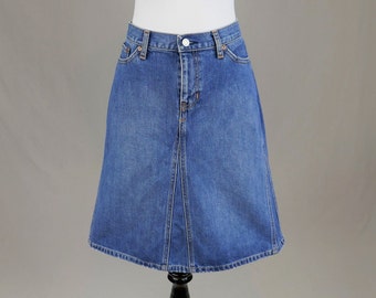 Vintage Gap Jean Skirt - 32" low rise waist, size 10 - Blue Cotton Denim - Dated 2003