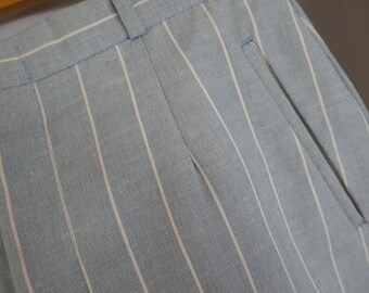 70s 80s Striped Menswear Trousers - 27.5