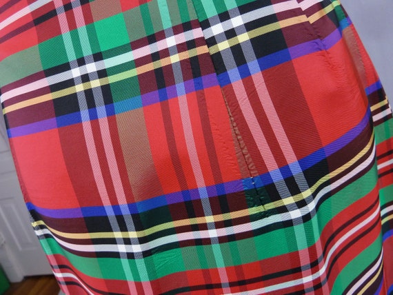 60s 70s Plaid Taffeta Maxi Skirt - 29" waist - Re… - image 6