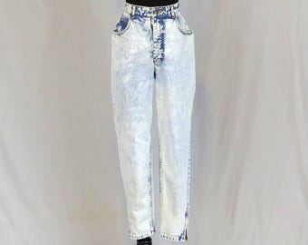 80s Gloria Vanderbilt Jeans - 28&quot; waist - Acid Wash, Ankle Zippers, High Rise - Blue Denim Pants - Vintage 1980s - 27.5&quot; inseam