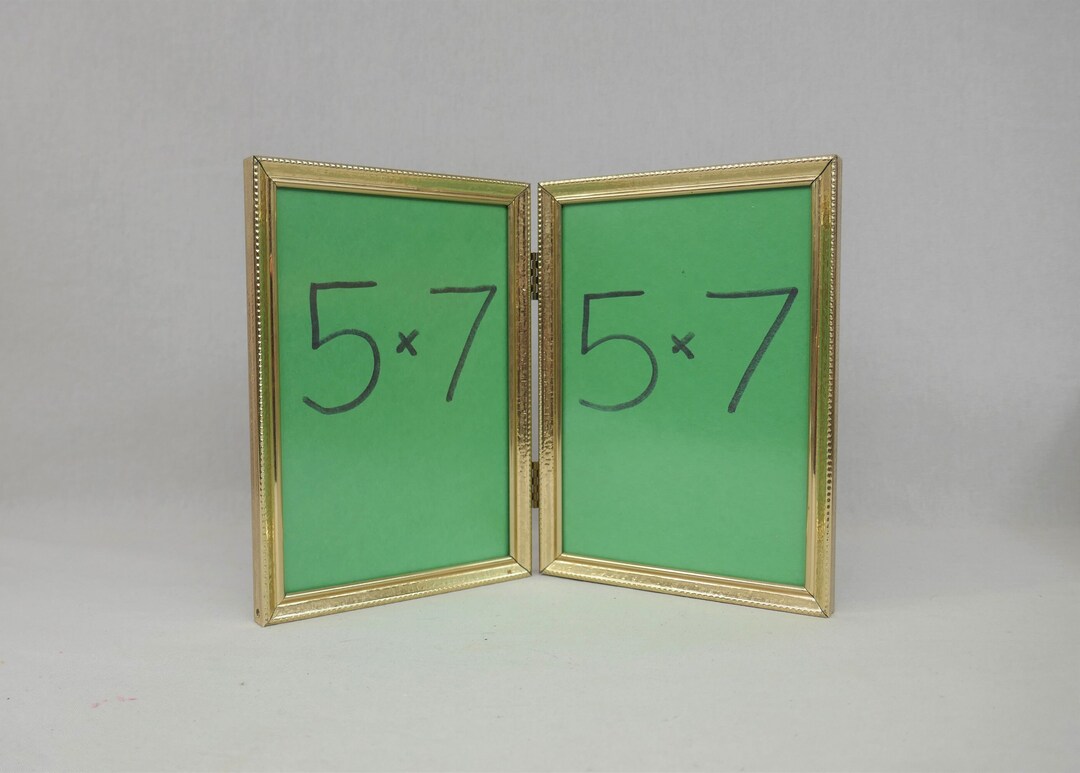 Vintage Hinged Double Picture Frame Gold Tone Metal W/ Non-glare Glass ...