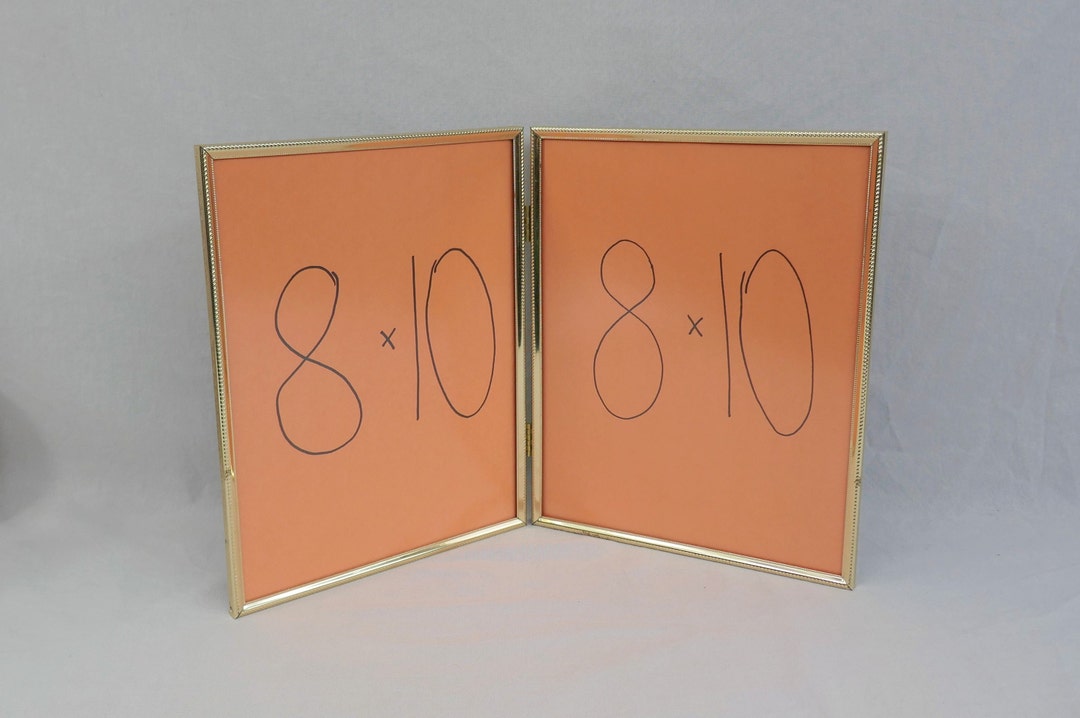Vintage Hinged Double Picture Frame - Gold Tone Metal W/ Non-glare ...