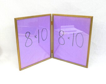Vintage Hinged Double Picture Frame - Filigree Gold Tone Metal W/ Glass ...