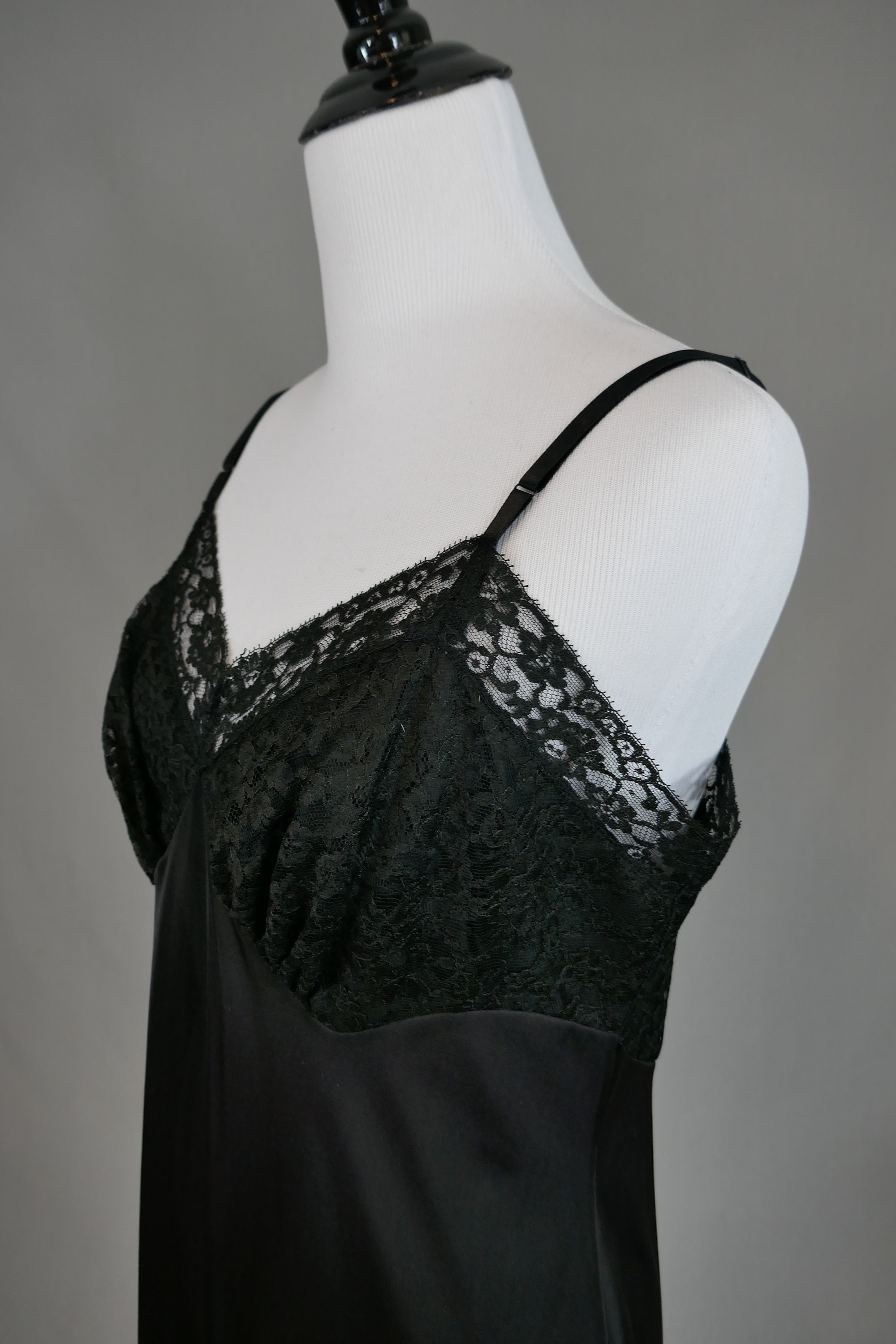 60s Black Slip Lace Trim Full Nylon Dress Slip Vanity Fair Etsy
