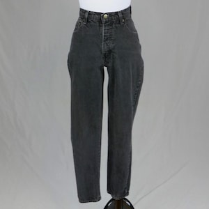 90s Black Jeans - 23.5&quot; waist XXS XS - Tapered Leg - Cotton Denim Pants - Falls Creek - Vintage 1990s - 28.5&quot; inseam
