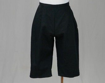 60s Long Black Shorts - 23" waist - High Waisted - Debbie Leigh - Vintage 1960s - XXS XS