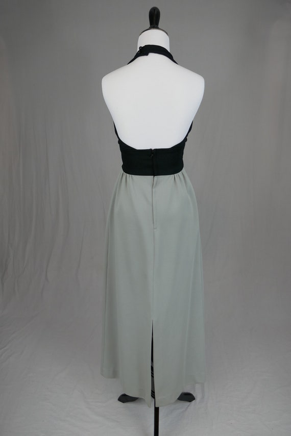 70s Halter Dress - Maxi Length - Gray Black Orang… - image 6