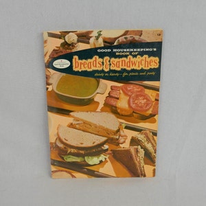 Good Housekeeping's Book of Breads and Sandwiches 1958 Small Pamphlet Mid Century MCM Recipes Illustrations Vintage Cook Book Cookbook image 1