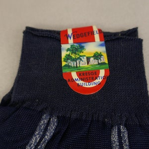 Men's Vintage Dress Socks NOS NWT New Unworn Deadstock Navy Blue w/ Red Wedgefield Kresge's Rayon Cotton Blend Mid-Century Hosiery image 5