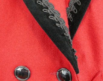 ジャケット・アウター 90s vintage deadstock goffa x wool coat 90s NWT Red Wool Coat - Deadstock - Black Velveteen Trim