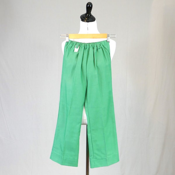 Vintage Girl Scout Pants with Tag - Green Pull-on Elastic Waist - 1960s 1970s - Size 7 - 18" to 30" waist - 21.5" hemmed inseam