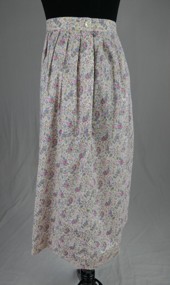 80s Pale Pink Floral Skirt - 27" waist - Pink Gre… - image 3