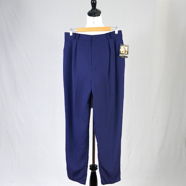 90s NWT Navy Blue Pants - 31" to 38" waist - Deadstock Unworn w/ Tags - Pleated Trousers - Jaclyn Smith - Vintage 1990s - 30" inseam