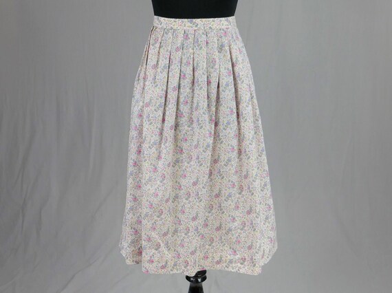 80s Pale Pink Floral Skirt - 27" waist - Pink Gre… - image 1