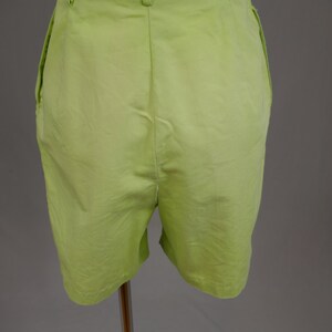 60s Light Green Shorts 26 waist High Waisted Cotton Side Metal Zipper Vintage 1960s image 4