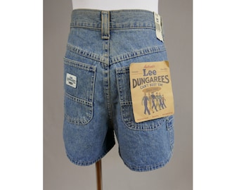90s NWT Lee Dungarees Shorts - 32" waist - Deadstock w/ Tags NOS - Cargo Pockets - Blue Cotton Denim - Vintage 1990s - L