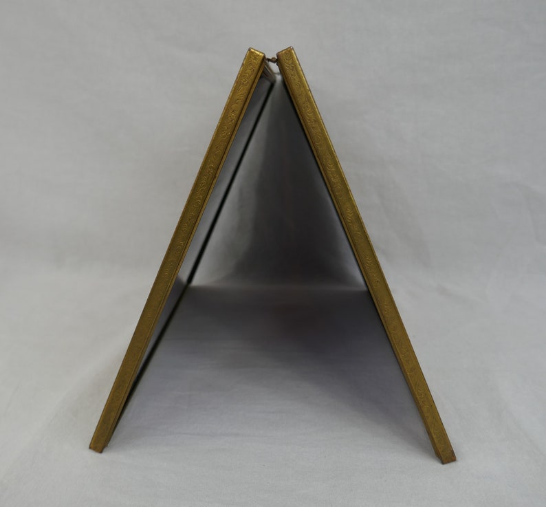 Vintage Hinged Double Picture Frame - Aged Gold Tone Metal W/ Glass ...