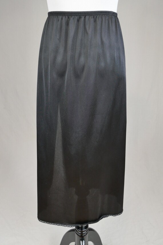 90s Long Skirt Slip - Black Half Skirt Slip - Nyl… - image 6