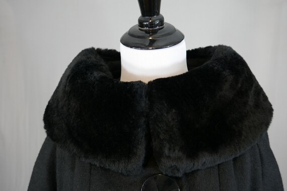 60s Black Coat w/ Faux Fur Collar and Cuffs - Big… - image 4