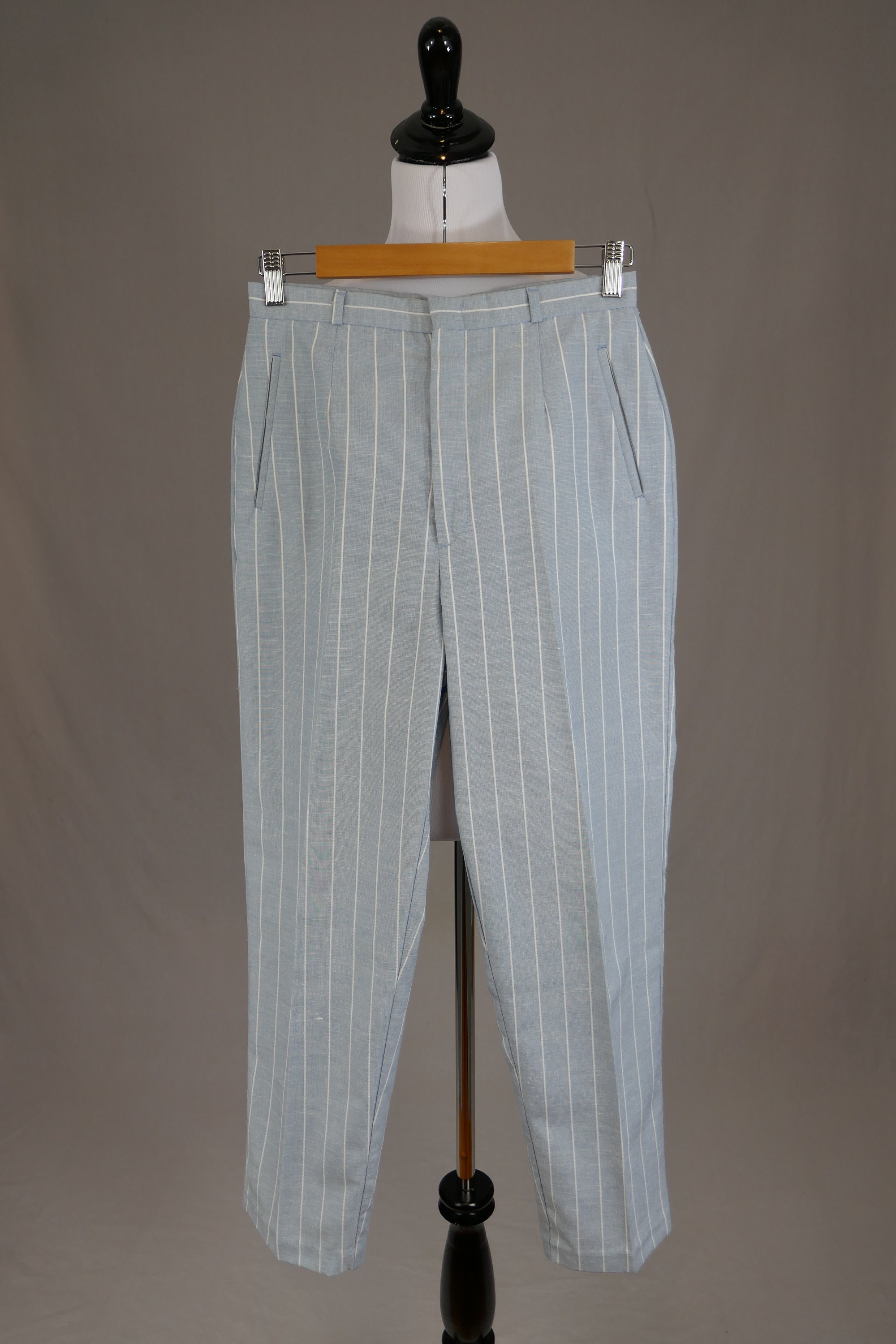 70s 80s Striped Menswear Trousers - 27.5