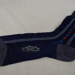 Men's Vintage Dress Socks NOS NWT New Unworn Deadstock Navy Blue w/ Red Wedgefield Kresge's Rayon Cotton Blend Mid-Century Hosiery image 4