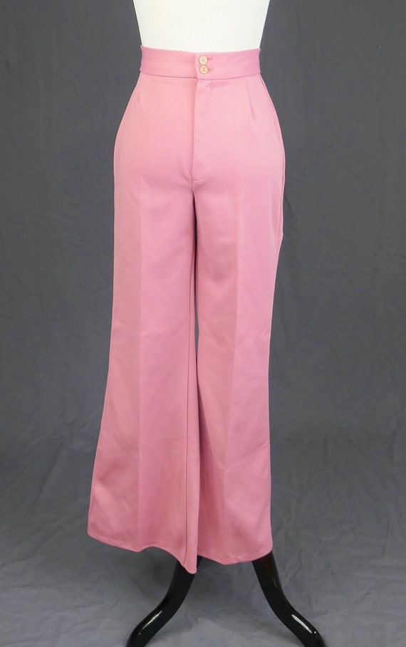 70s Pink Pants - 24" 25" waist - High Rise - Poly… - image 2