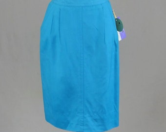 80s Blue Silk Skirt - 25" or snug 26" waist - Deadstock w/ Saks tag - Liz Claiborne Petites - Vintage 1980s