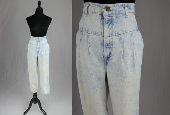 80s Chic Pleated Yoke Jeans 32 Waist 