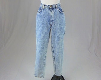 80s Acid Wash Chic Jeans - 30" waist - Light Blue Denim - Relaxed Fit Tapered Leg - Vintage 1980s - 29" inseam