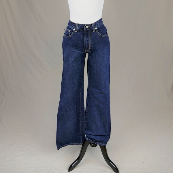 Vintage Express Extreme Flare Jeans - 28" lower rise waist - Blue Denim Pants - 33.5" inseam Long