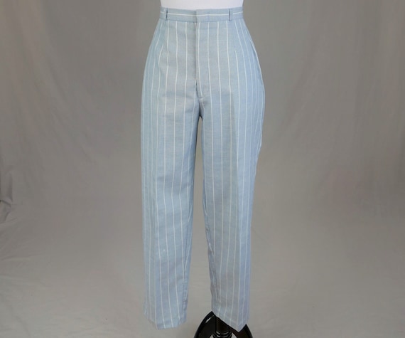 70s 80s Striped Menswear Trousers - 27.5