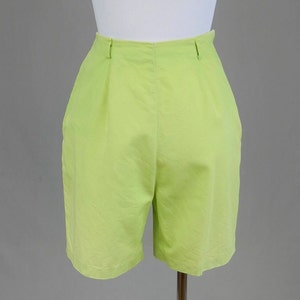 60s Light Green Shorts 26 waist High Waisted Cotton Side Metal Zipper Vintage 1960s image 1