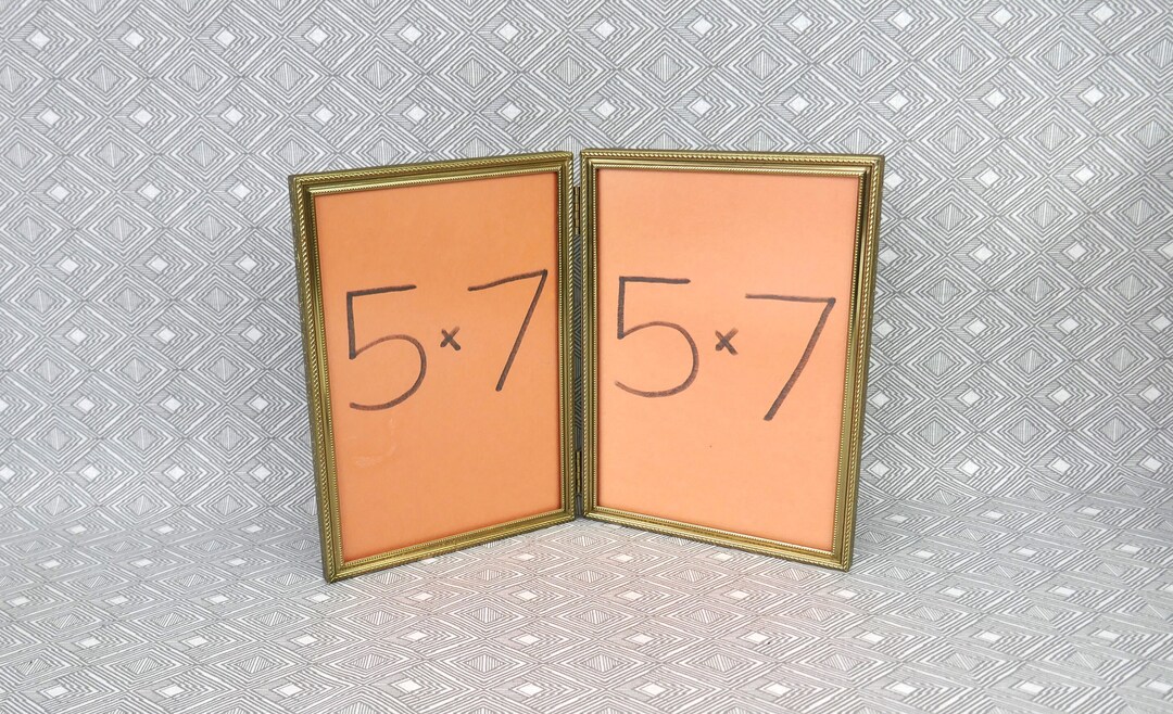 Vintage Hinged Double Picture Frame Tabletop Gold Tone Metal W/ Non ...