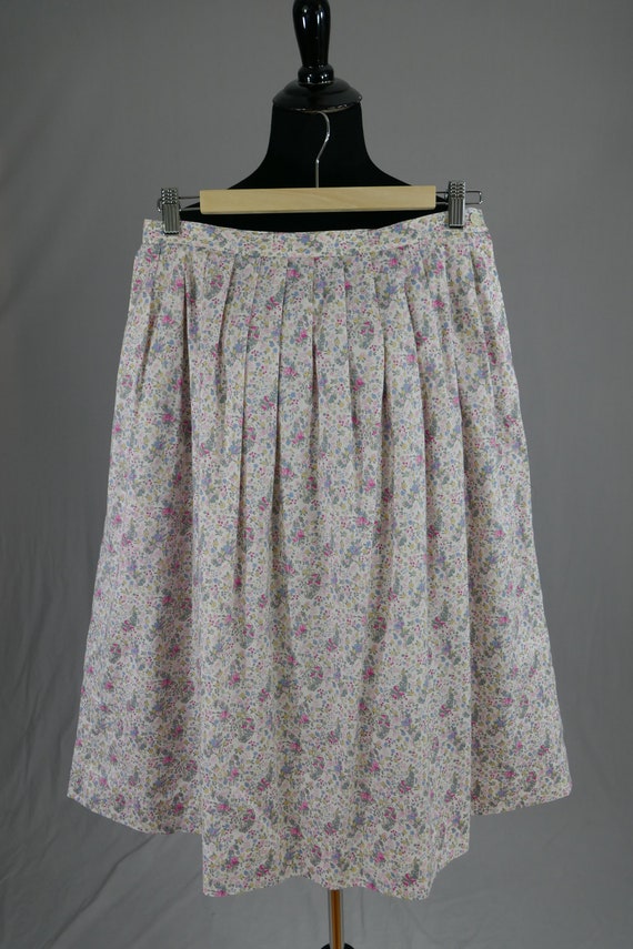 80s Pale Pink Floral Skirt - 27" waist - Pink Gre… - image 5