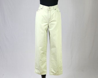 90s Pale Sage Ralph Lauren Jeans Co Pants - 30" waist - Cropped Ankle, Green Cotton - Vintage 1990s - 26.5" inseam