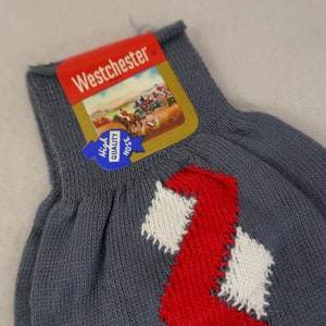 Men's Vintage Dress Socks NOS NWT New Unworn Deadstock Blue-Gray w/ Red White Argyle Westchester Cotton Mid-Century Hosiery image 2