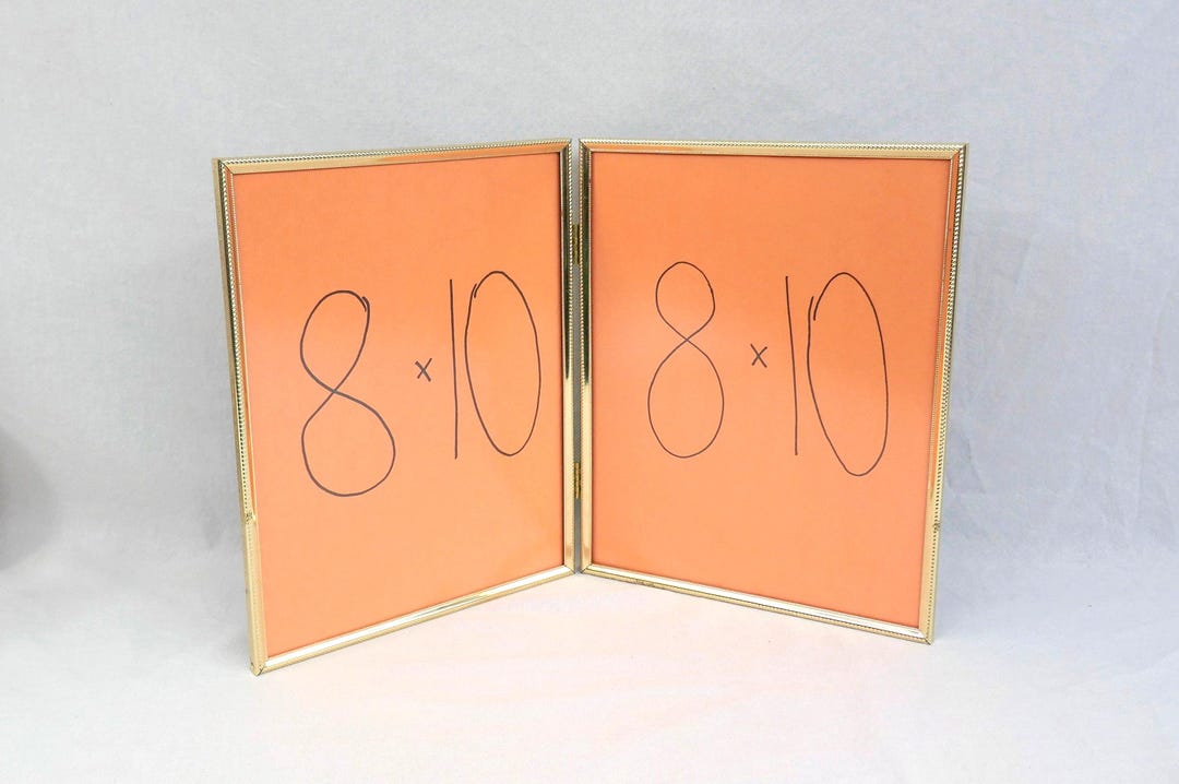 Vintage Hinged Double Picture Frame - Gold Tone Metal W/ Non-glare ...