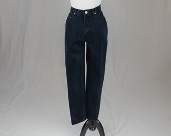 90s LA Blues Black Jeans - 27" waist - Mid Rise Slim Tight Fit Tapered Leg - Vintage 1990s - 29.5" inseam