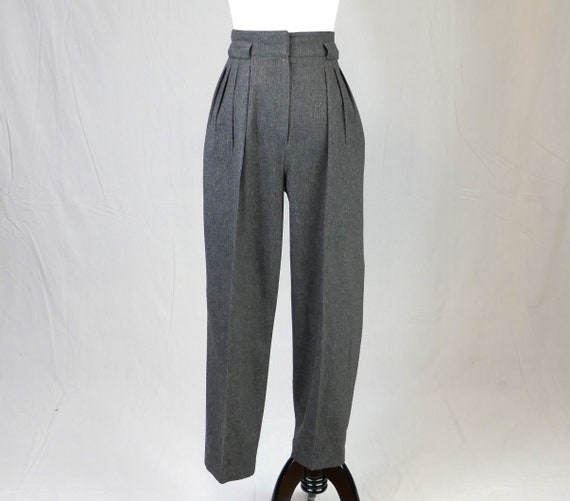 80s Gray Trousers - 28" waist - Pleated Front Pan… - image 1