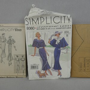 1988 1928 Dress Pattern Misses' Capelet or Flutter Sleeve Dress UNCUT Simplicity 9360 Size HH 6-12 30-34 bust Sewing Pattern image 5