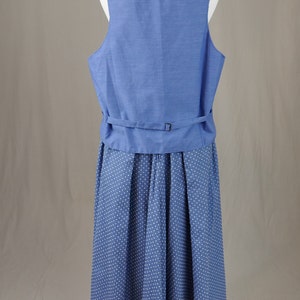 Vintage Lady's Skirt and Man's Waistcoat Set for Costume Light Blue w/ White Flocked Polka Dots 24 waist skirt, 42 chest vest image 3