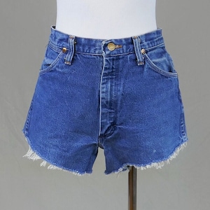 80s Wrangler Cutoff Jean Shorts - 29&quot; or snug 30&quot; waist - Cotton Denim Cutoffs - Vintage 1980s - 3&quot; inseam length
