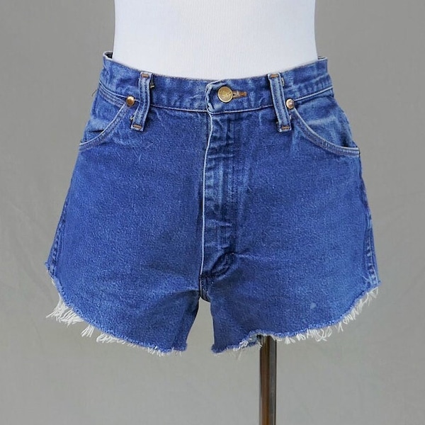 80s Wrangler Cutoff Jean Shorts - 29" or snug 30" waist - Cotton Denim Cutoffs - Vintage 1980s - 3" inseam length