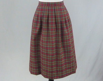 80s Pendleton Skirt - Plaid Wool - Red Blue Green Yellow White - Vintage 1980s - 26" waist