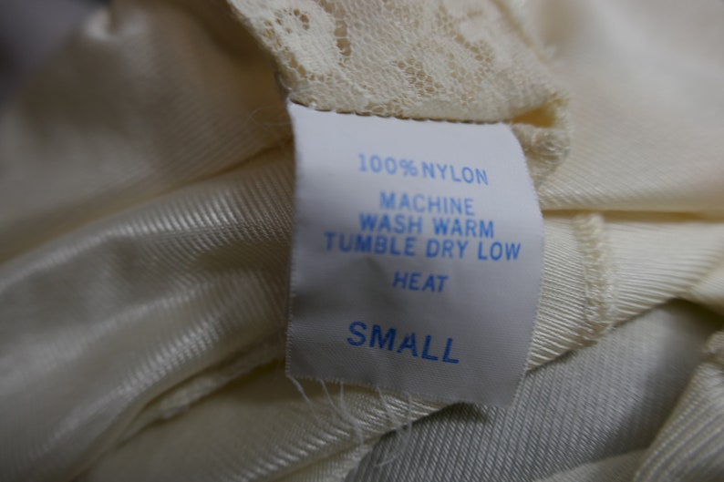 80s Pale Beige Camisole Lace Trim Nylon Cami Blouse Slip Undercover Wear Vintage 1980s Size S 34 image 7