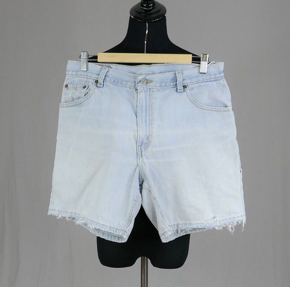 90s Levi's Jean Shorts - 32" waist - Distressed F… - image 1