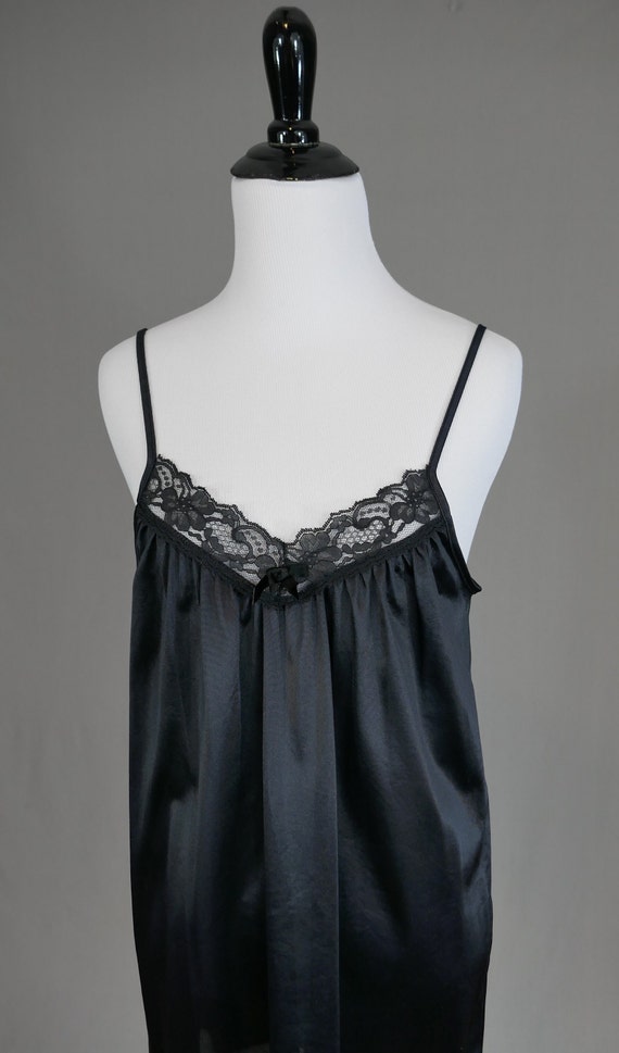 70s Black Nightie - Black Lace Trim - Sears - Vin… - image 3